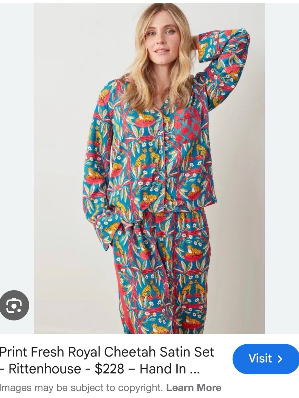 🐆🎀💙Printfresh Eco-Satin Royal Cheetah Bagheera Small Tall Pajama Set🐆💙💕